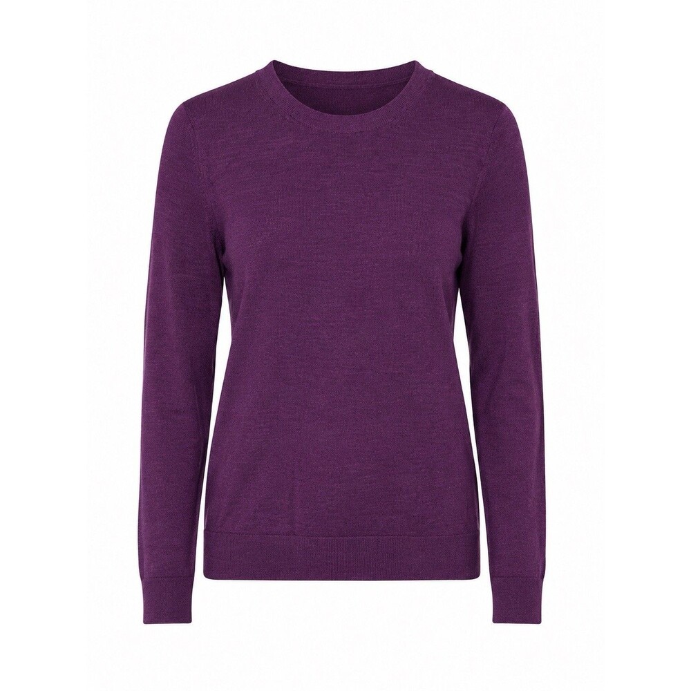 Katherine Barclay Women’s L Purple 100% Extra Fine Merino Wool Crewneck Sweater